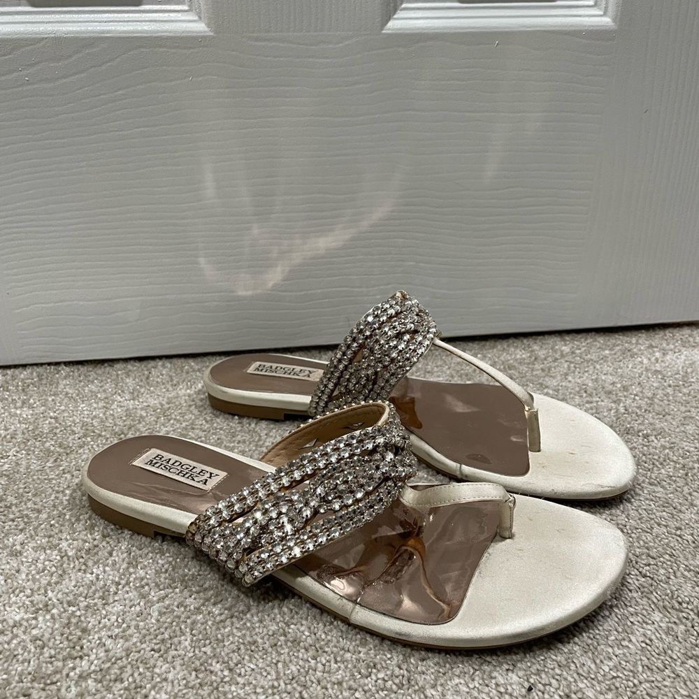 Badgley Mischka bejeweled sandals. Size 9
